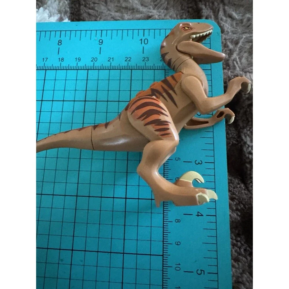 Lego Dino Defense HQ Tan/Orange Brown Stripes Raptor- Moving Jaw